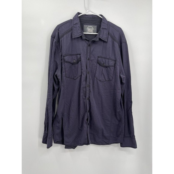 BKE Men's Size XXL Standard Fit Button Blue Long Sleeve Shirt - Picture 1 of 8